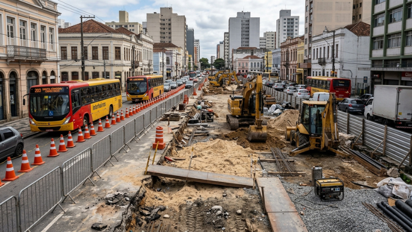Obras no Centro de Curitiba mudam trânsito e ônibus: o que os moradores precisam saber sobre as novas intervenções