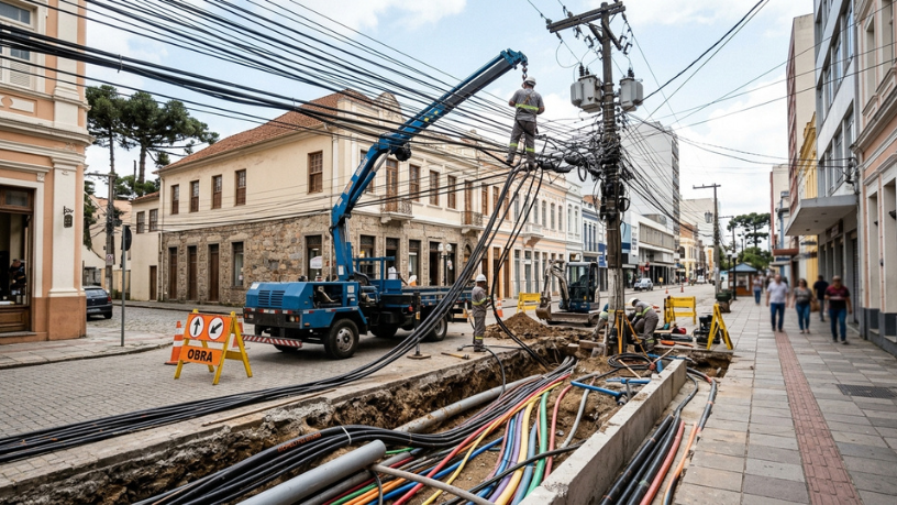 Curitiba avança para enterrar fios: como a mudança pode transformar ruas, internet e segurança na cidade